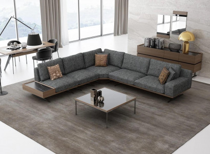  Grau Sofa L FormWohnzimmer Set 2tlg Couchtisch Ecksofa Luxus Polstermöbel